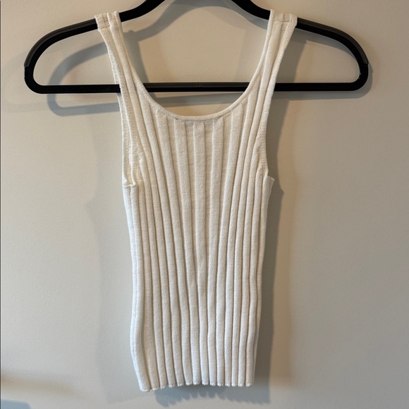 LOFT White Ribbed Button-Front Tank - Picture 4 of 6